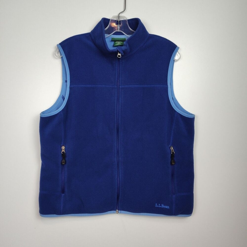 L.L. Bean Fleece Vest Women's Size L Dark Blue Full-Zip Zipped & Inner Pockets